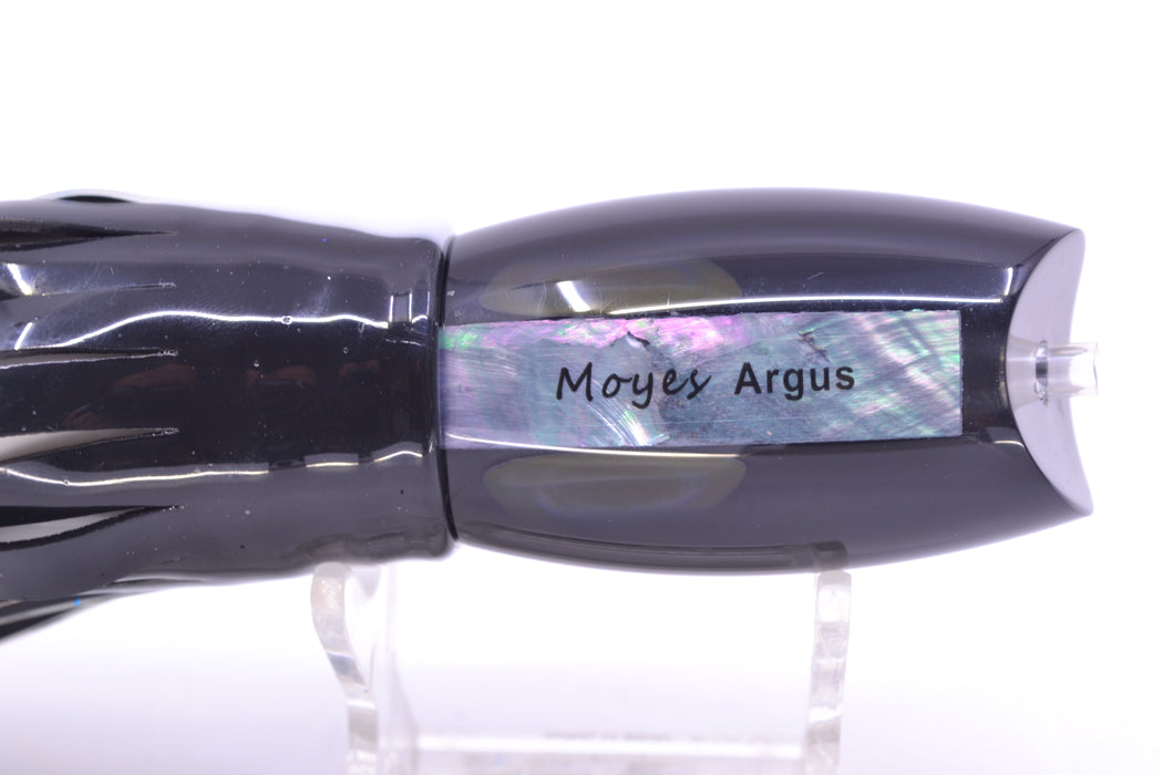 Moyes Lures Black Pearl Black Back Taxi Eyes Medium Argus 12" 6oz Skirted White Aurora