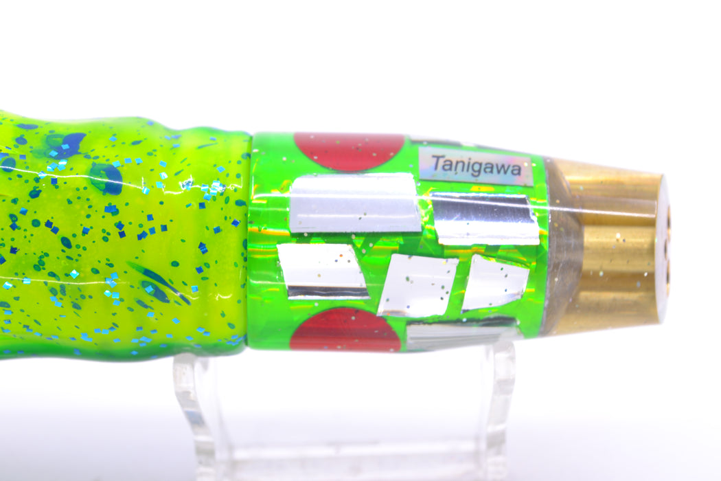 Tanigawa Lures Green Rainbow Cracked Glass 2-Hole Slant 9"+ 11oz Skirted Mahi