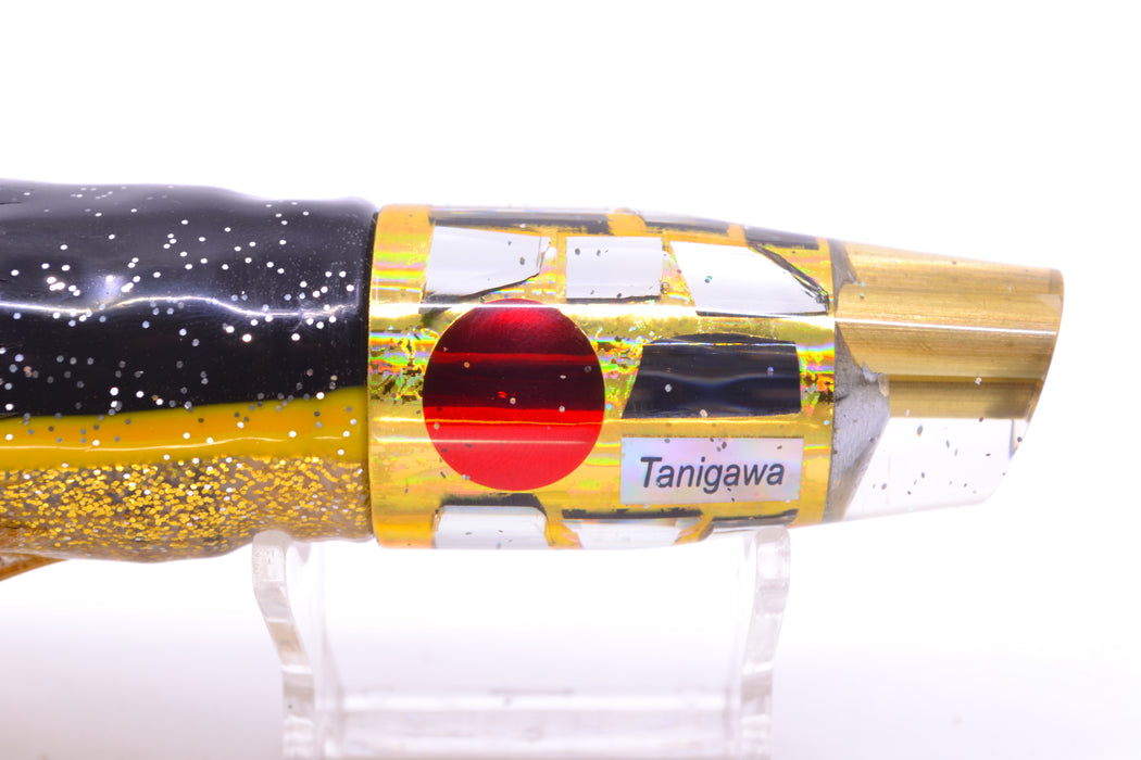 Tanigawa Lures Gold Aurora Cracked Glass 2-Hole Slant 9"+ 11oz Skirted Black-Yellow-Gold