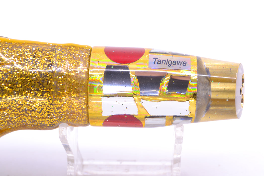 Tanigawa Lures Gold Aurora Cracked Glass 2-Hole Slant 9"+ 11oz Skirted Black-Yellow-Gold