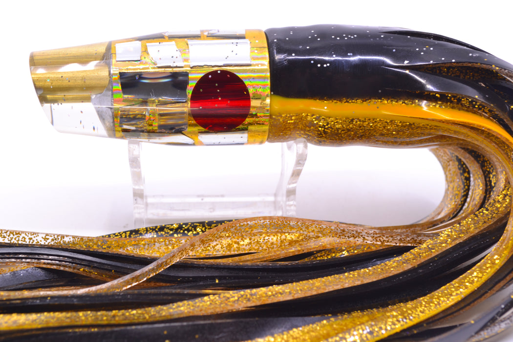 Tanigawa Lures Gold Aurora Cracked Glass 2-Hole Slant 9"+ 11oz Skirted Black-Yellow-Gold