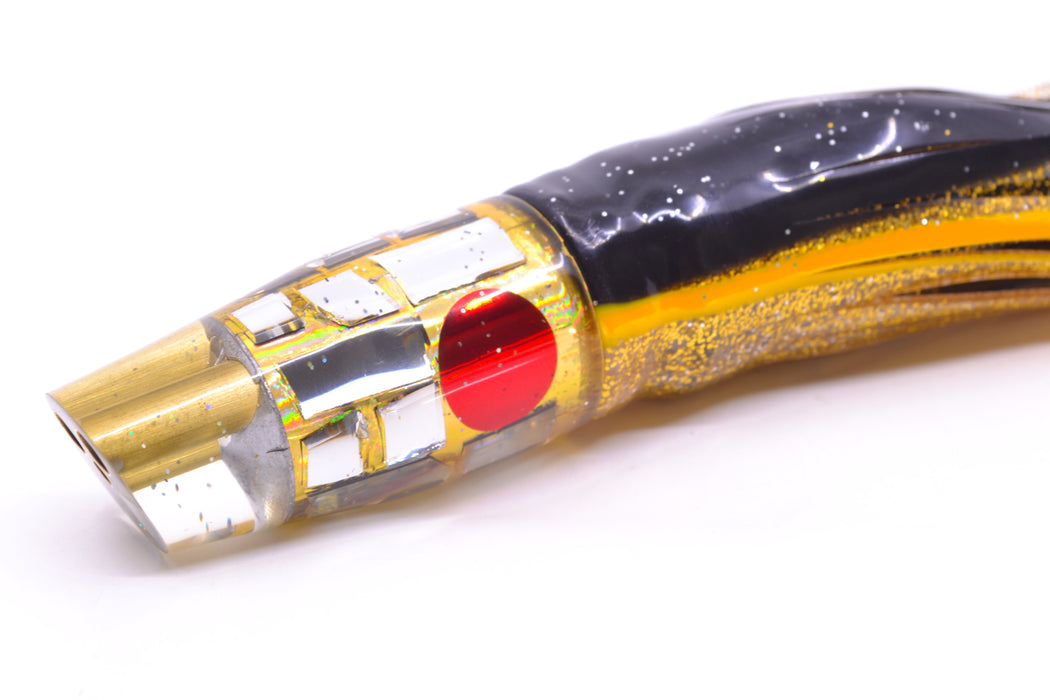 Tanigawa Lures Gold Aurora Cracked Glass 2-Hole Slant 9"+ 11oz Skirted Black-Yellow-Gold