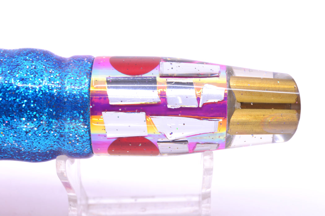 Tanigawa Lures Pink Rainbow Cracked Glass 2-Hole Slant 9"+ 11oz Skirted Blue-Pink