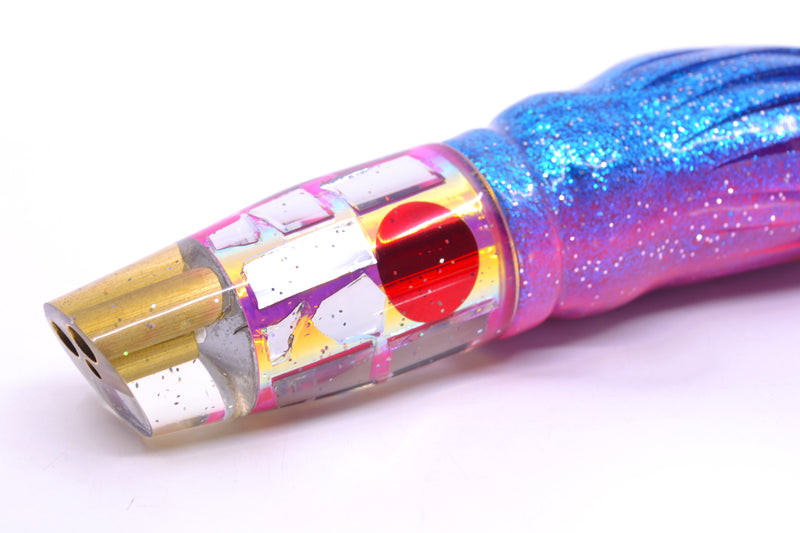 Tanigawa Lures Pink Rainbow Cracked Glass 2-Hole Slant 9"+ 11oz Skirted Blue-Pink
