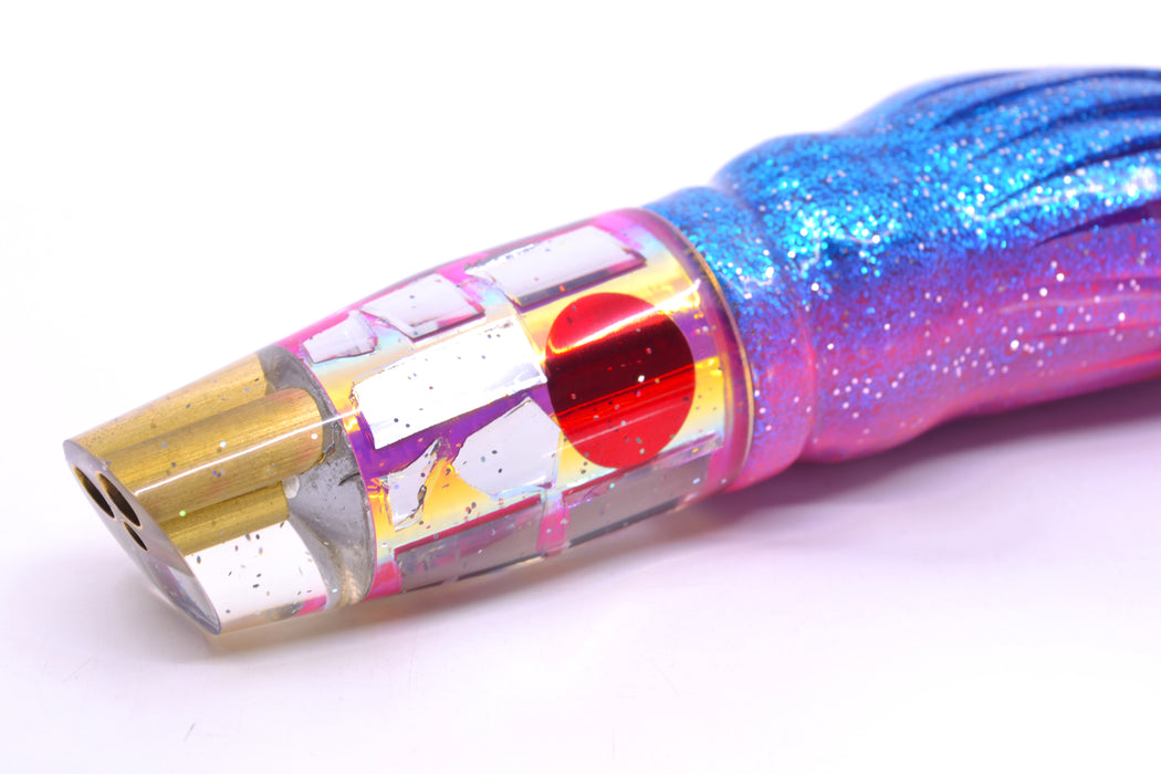 Tanigawa Lures Pink Rainbow Cracked Glass 2-Hole Slant 9"+ 11oz Skirted Blue-Pink