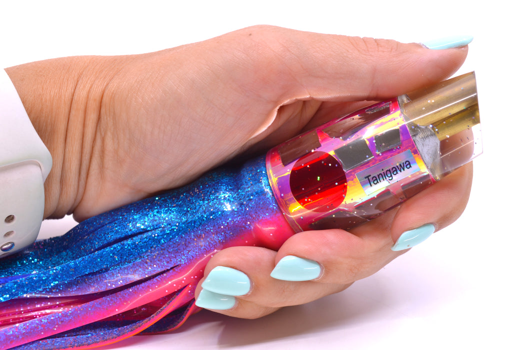 Tanigawa Lures Pink Rainbow Cracked Glass 2-Hole Slant 9"+ 11oz Skirted Blue-Pink