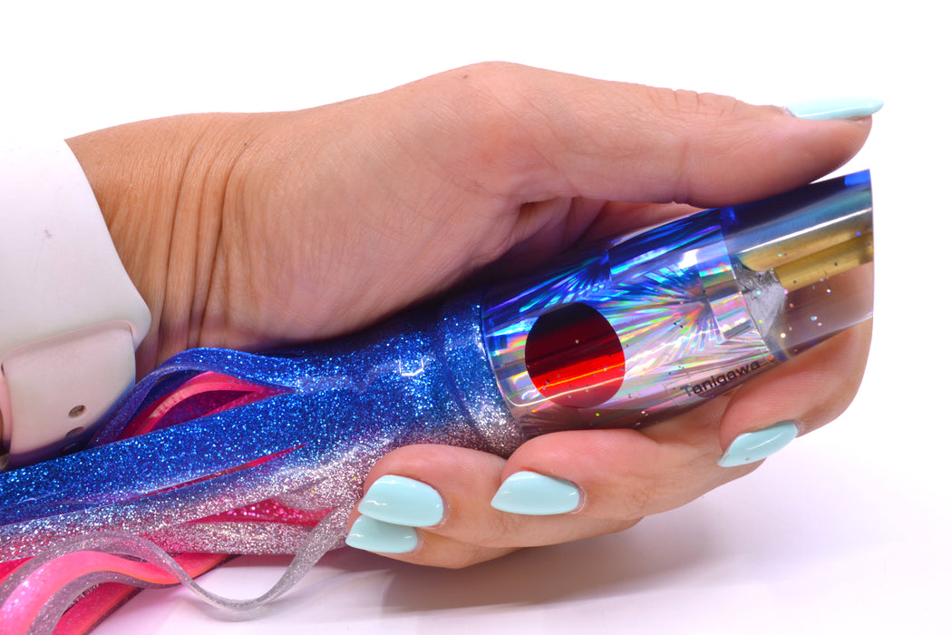 Tanigawa Lures Silver Rainbow Starburst Blue Back 2-Hole Slant 9"+ 11oz Skirted