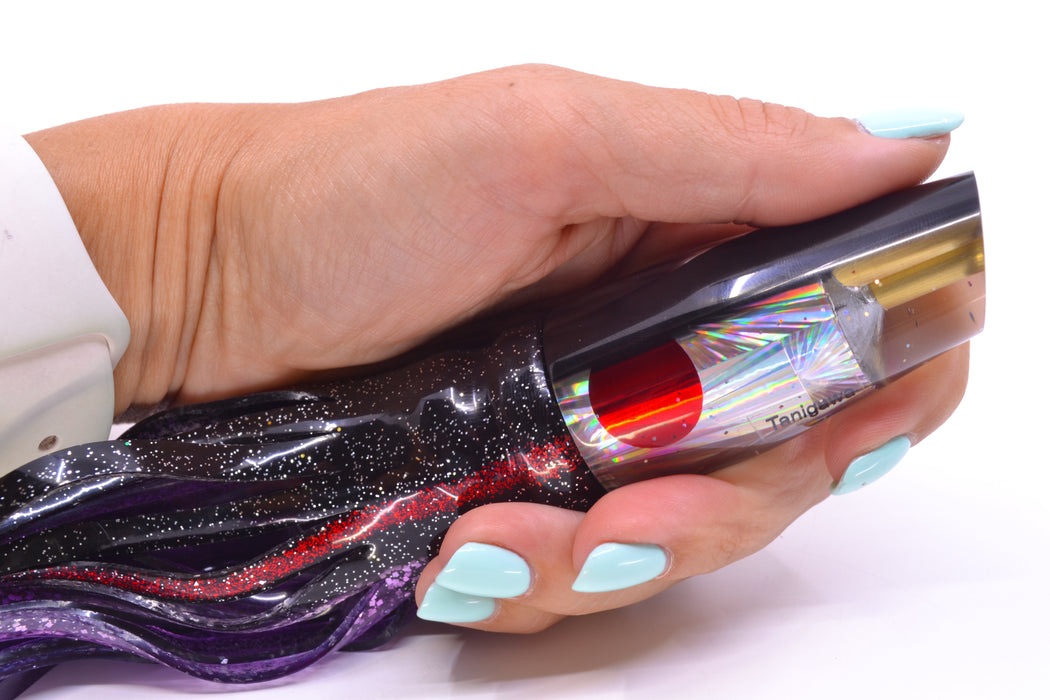 Tanigawa Lures Silver Rainbow Starburst Black Back 2-Hole Slant 9"+ 11oz Skirted