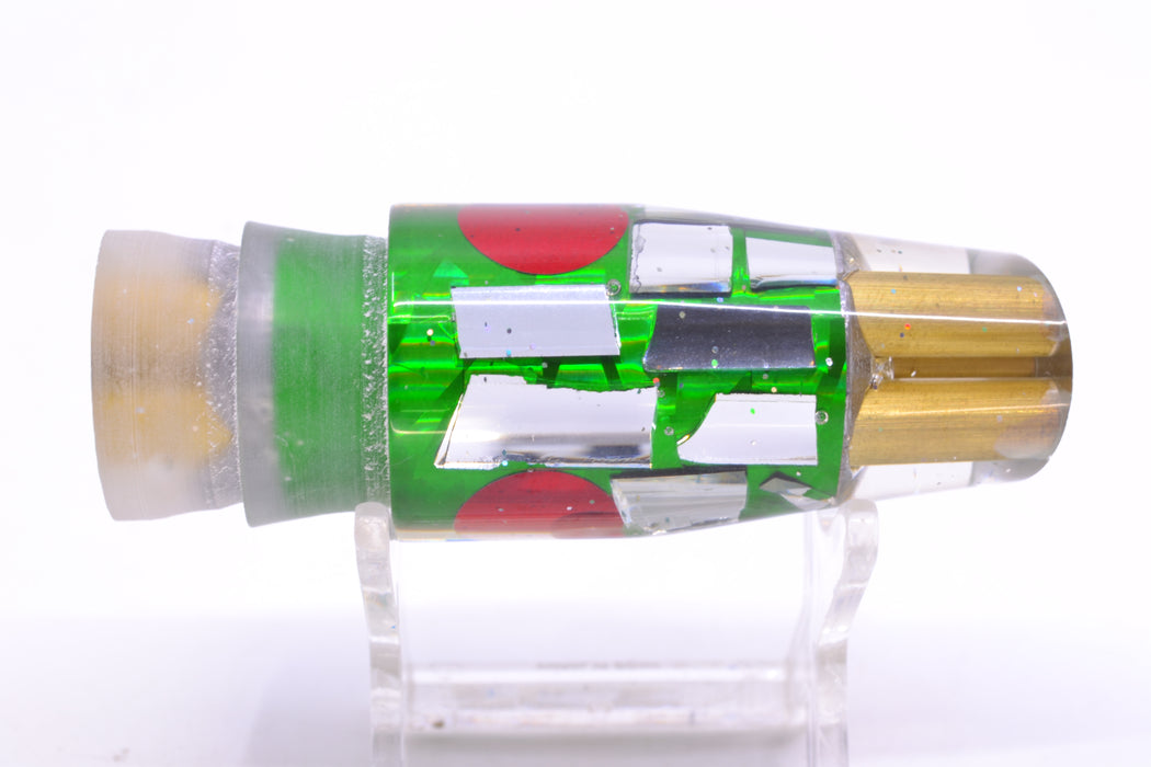 Tanigawa Lures Green Rainbow Cracked Glass Red Eyes 2-Hole Slant 9"+ 8oz
