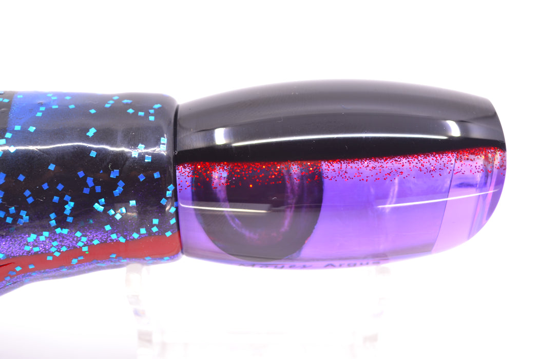 Moyes Lures Purple MOP Black-Red Back Taxi Eyes Medium Argus 12" 6oz Skirted