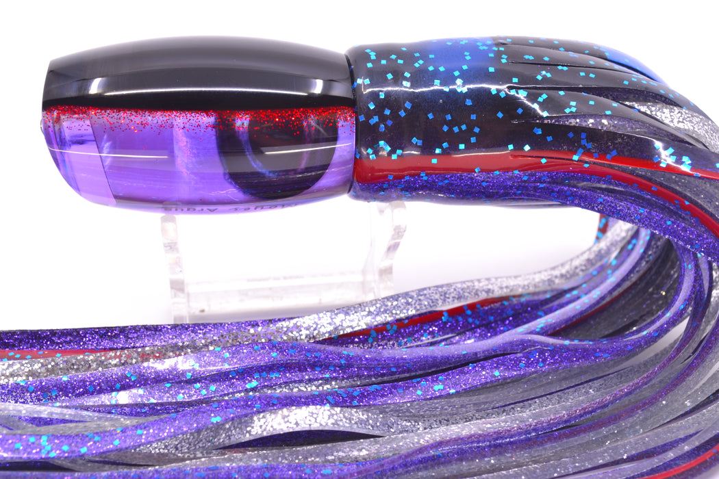 Moyes Lures Purple MOP Black-Red Back Taxi Eyes Medium Argus 12" 6oz Skirted