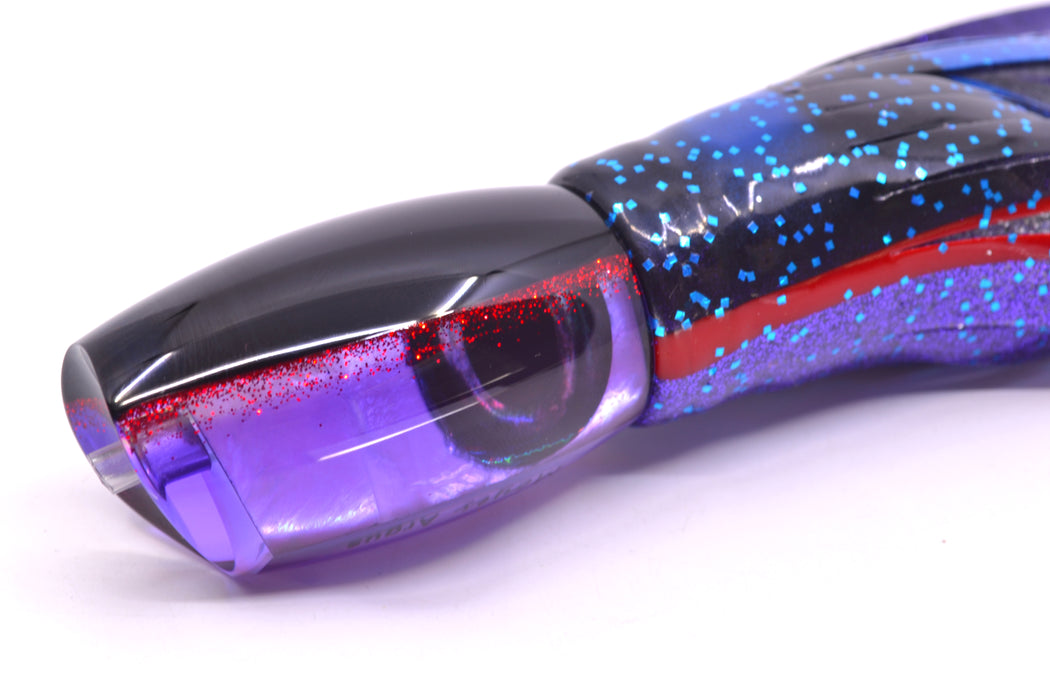 Moyes Lures Purple MOP Black-Red Back Taxi Eyes Medium Argus 12" 6oz Skirted