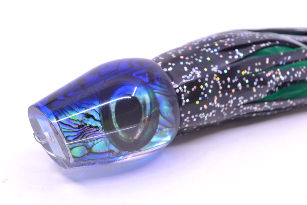 Moyes Lures Paua Shell Blue Back Medium Sumo 12" 6.8oz Skirted Black/Green-Blue