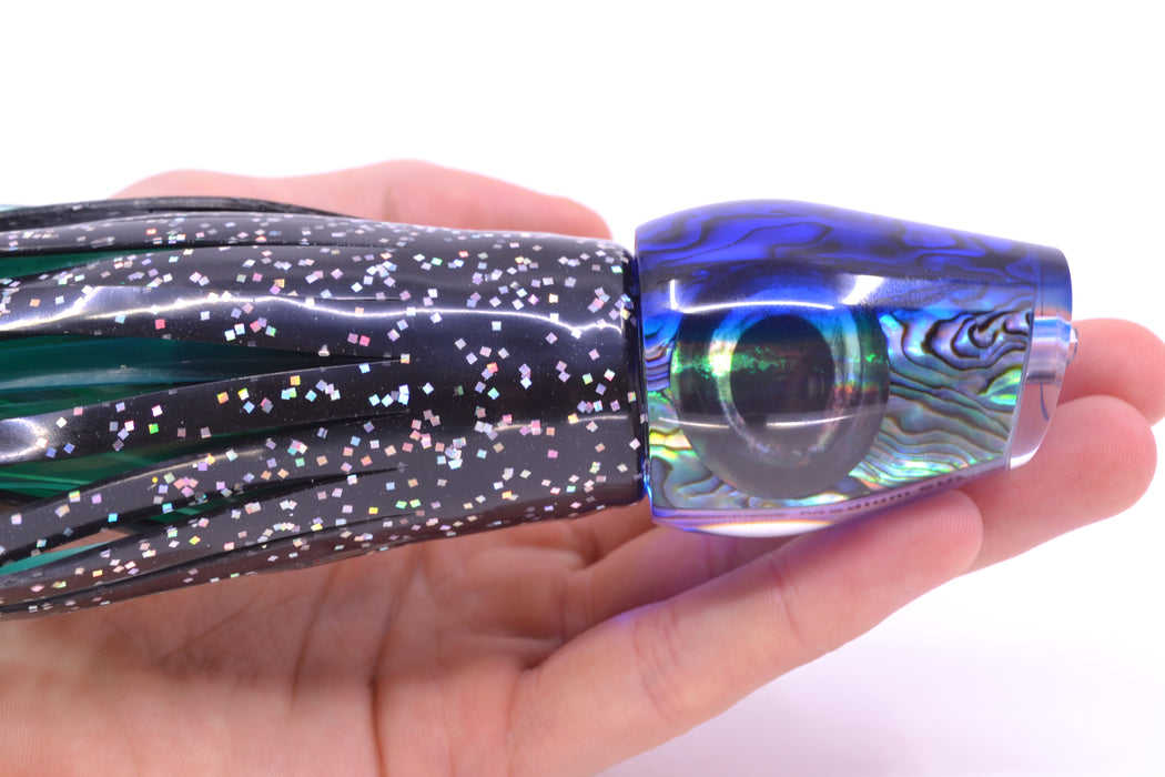 Moyes Lures Paua Shell Blue Back Medium Sumo 12" 6.8oz Skirted Black/Green-Blue