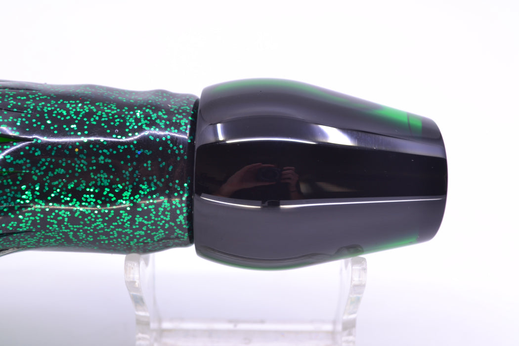 Moyes Lures Green Mirrored Black Back Medium Sumo 12" 6.8oz Skirted Black/Green