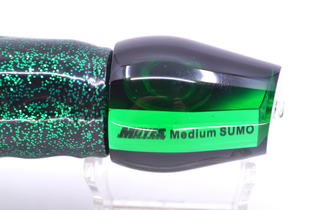 Moyes Lures Green Mirrored Black Back Medium Sumo 12" 6.8oz Skirted Black/Green
