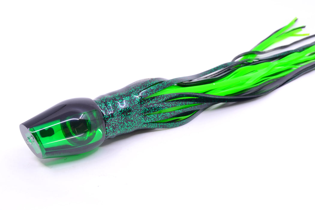 Moyes Lures Green Mirrored Black Back Medium Sumo 12" 6.8oz Skirted Black/Green