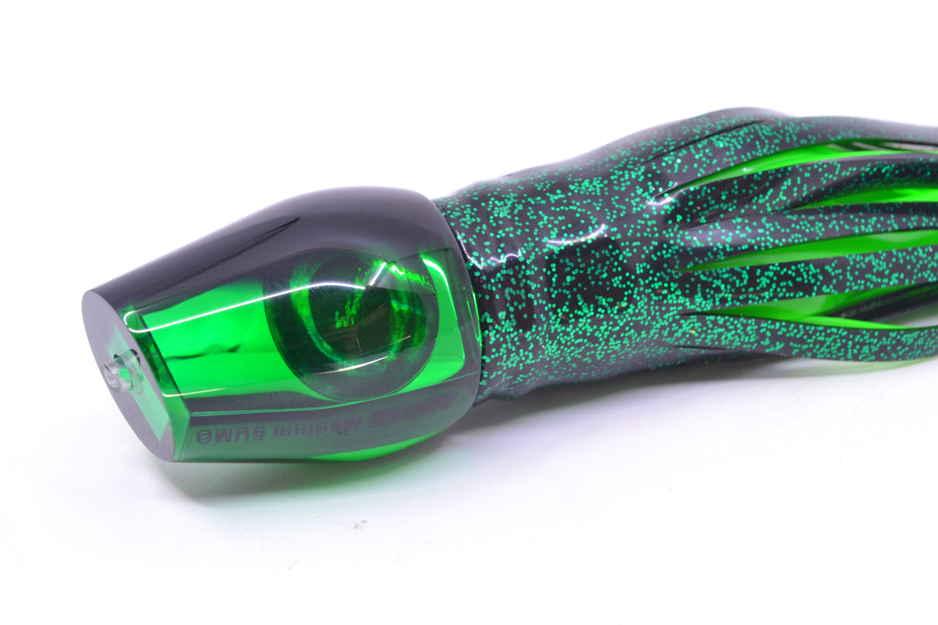 Moyes Lures Green Mirrored Black Back Medium Sumo 12" 6.8oz Skirted Black/Green