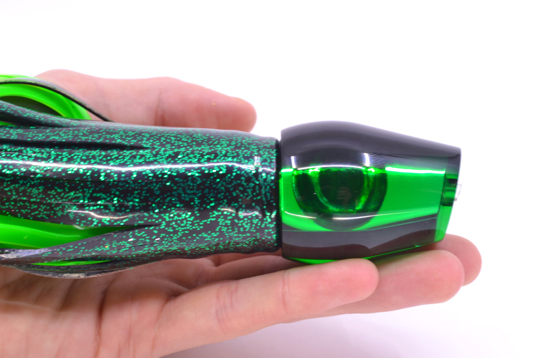 Moyes Lures Green Mirrored Black Back Medium Sumo 12" 6.8oz Skirted Black/Green