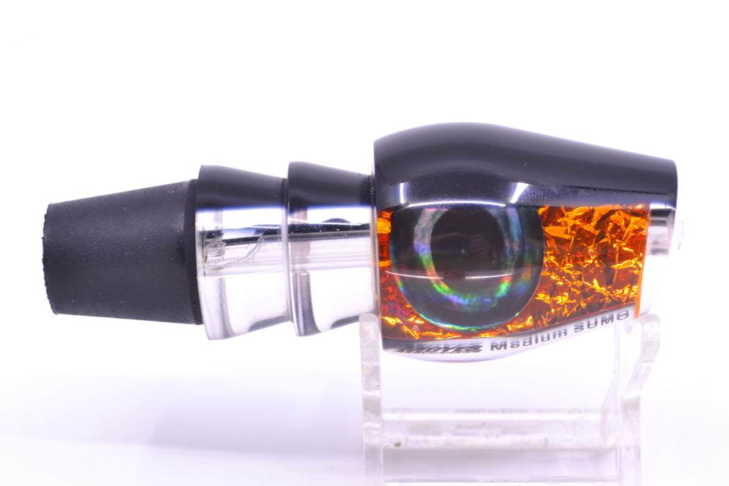 Moyes Lures Fire Dichro Black Back Taxi Eyes Medium Sumo 12" 3.7oz