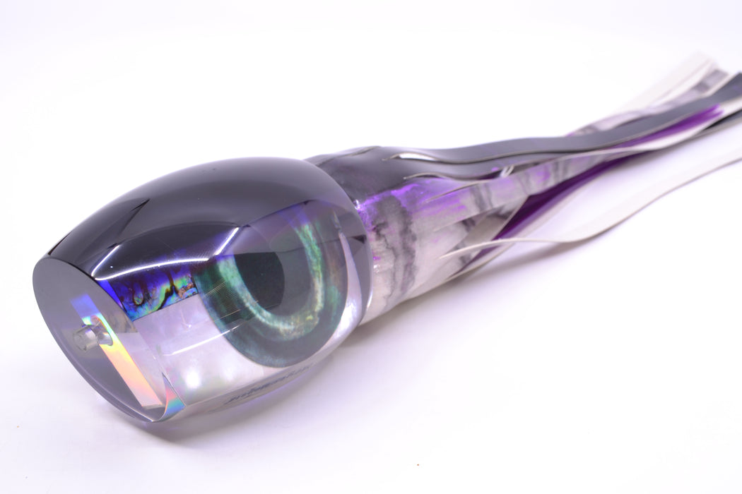 Moyes Lures Skipjack Paua-MOP Black-Purple Back Monsta Teaser 20.4oz FT Vinyl Purple Drip