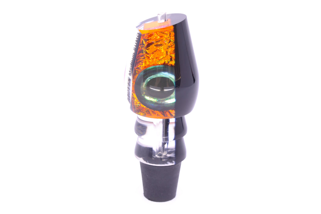 Moyes Lures Fire Dichro Black Back Taxi Eyes Medium Sumo 12" 3.7oz