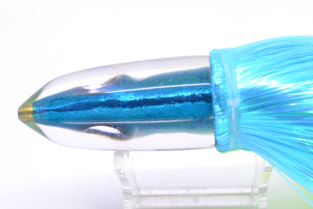 Tsutomu Lures Blue Speckled Blue-Silver Fish Head Ali'i Bullet 7" 5oz Strobez Ice Blue-Green