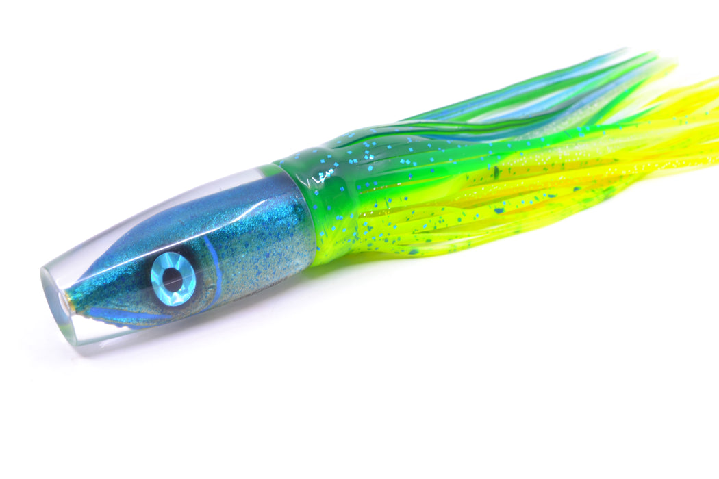 Tsutomu Lures Blue Speckled Blue-Silver Fish Head Ali'i Invert 7" 5.7oz Skirted Mahi