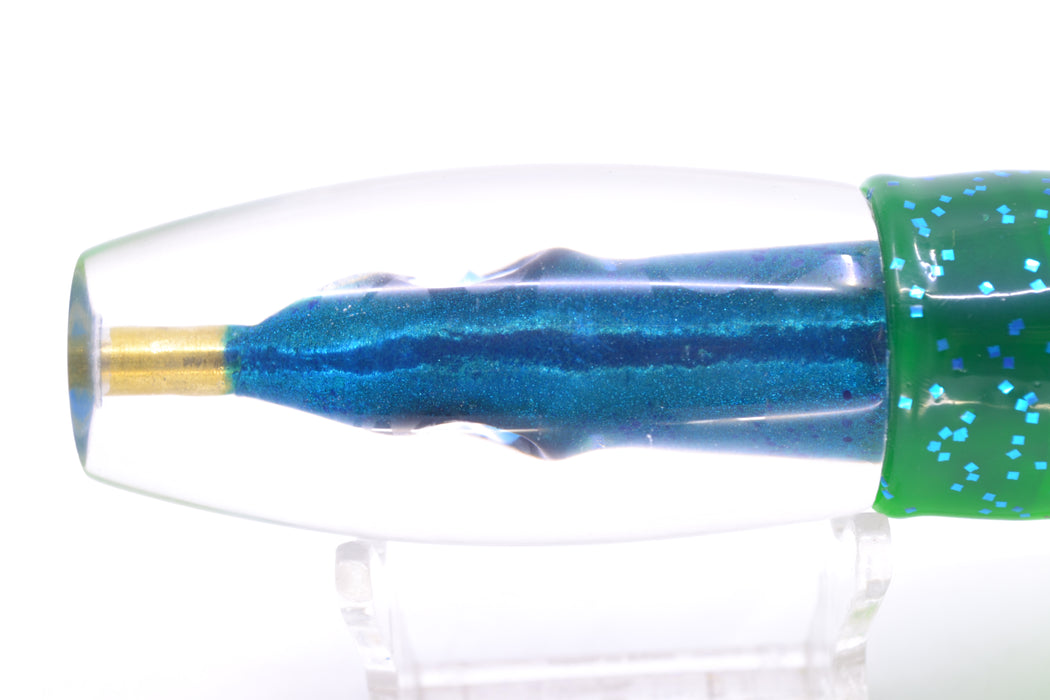 Tsutomu Lures Blue Speckled Blue-Silver Fish Head Moke Invert 9" 7oz Skirted Mahi