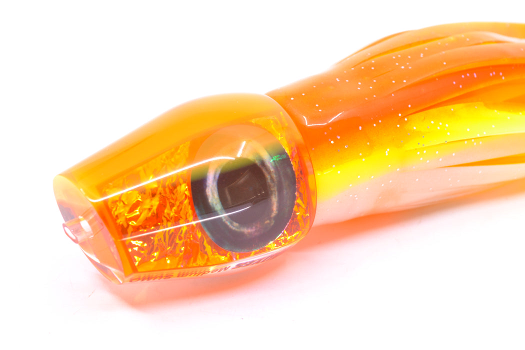 Moyes Lures Orange Dichro Orange Back Medium Sumo 12" 6.8oz Skirted Orange-Yellow-White