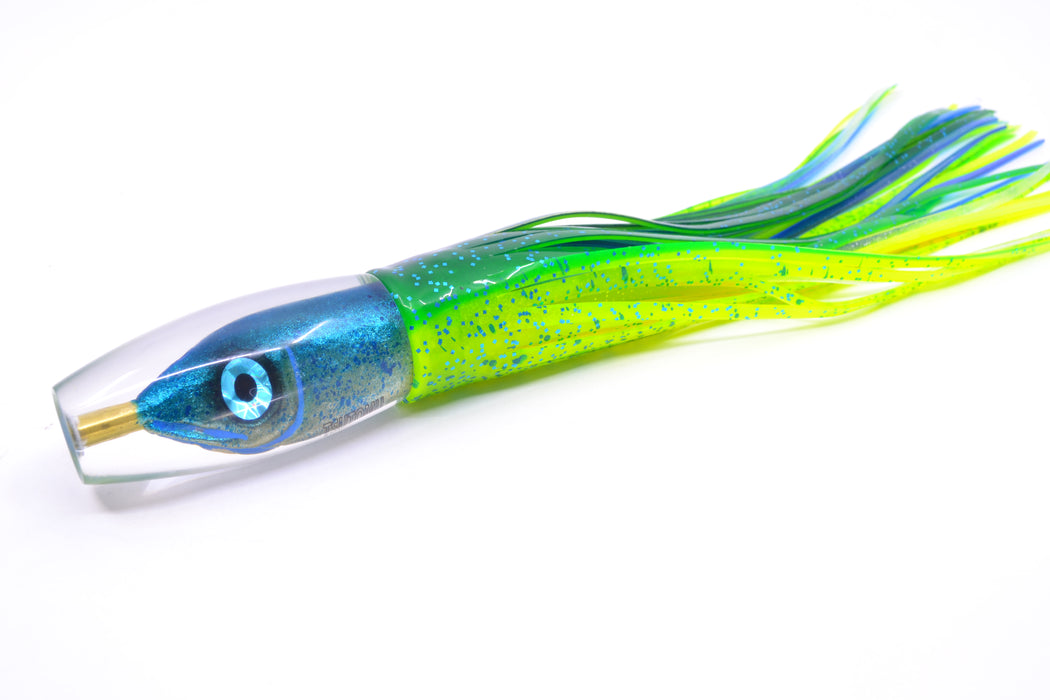 Tsutomu Lures Blue Speckled Blue-Silver Fish Head Moke Invert 9" 7oz Skirted Mahi