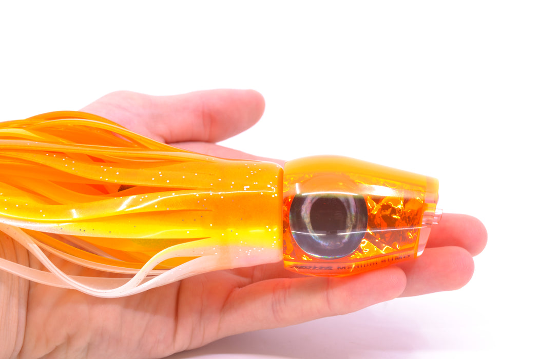 Moyes Lures Orange Dichro Orange Back Medium Sumo 12" 6.8oz Skirted Orange-Yellow-White
