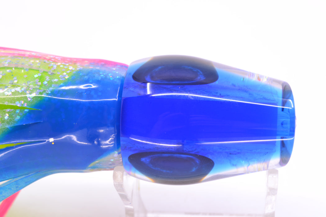 Moyes Lures Ice Rainbow Dichro Blue Back Medium Sumo 12" 6.8oz Skirted Blue Bars