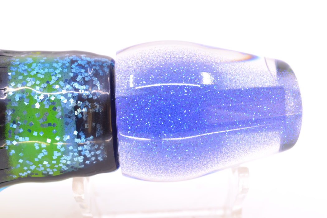 Moyes Lures Clear Mirrored Blue Back Medium Sumo 12" 6.8oz Skirted Blue & Black/Rainbow