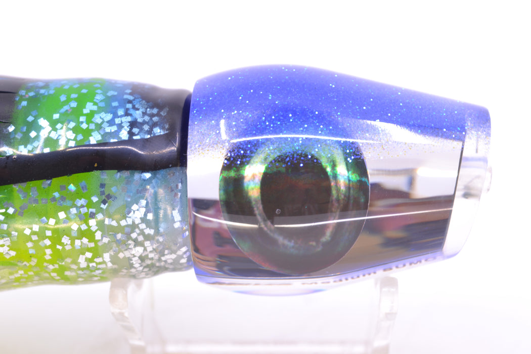 Moyes Lures Clear Mirrored Blue Back Medium Sumo 12" 6.8oz Skirted Blue & Black/Rainbow