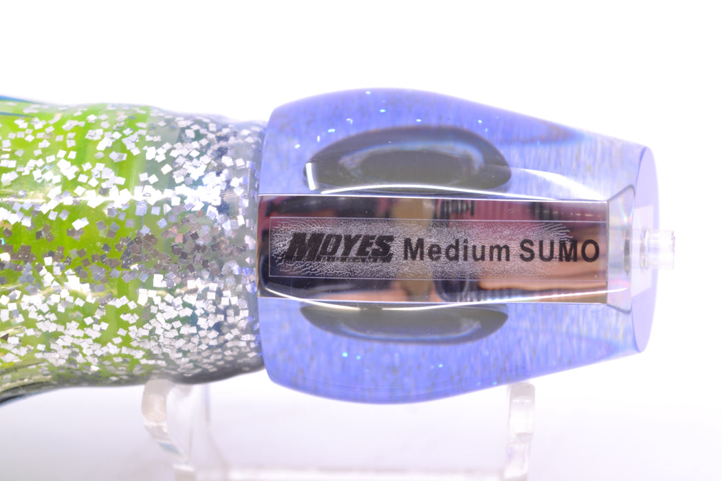 Moyes Lures Clear Mirrored Blue Back Medium Sumo 12" 6.8oz Skirted Blue & Black/Rainbow
