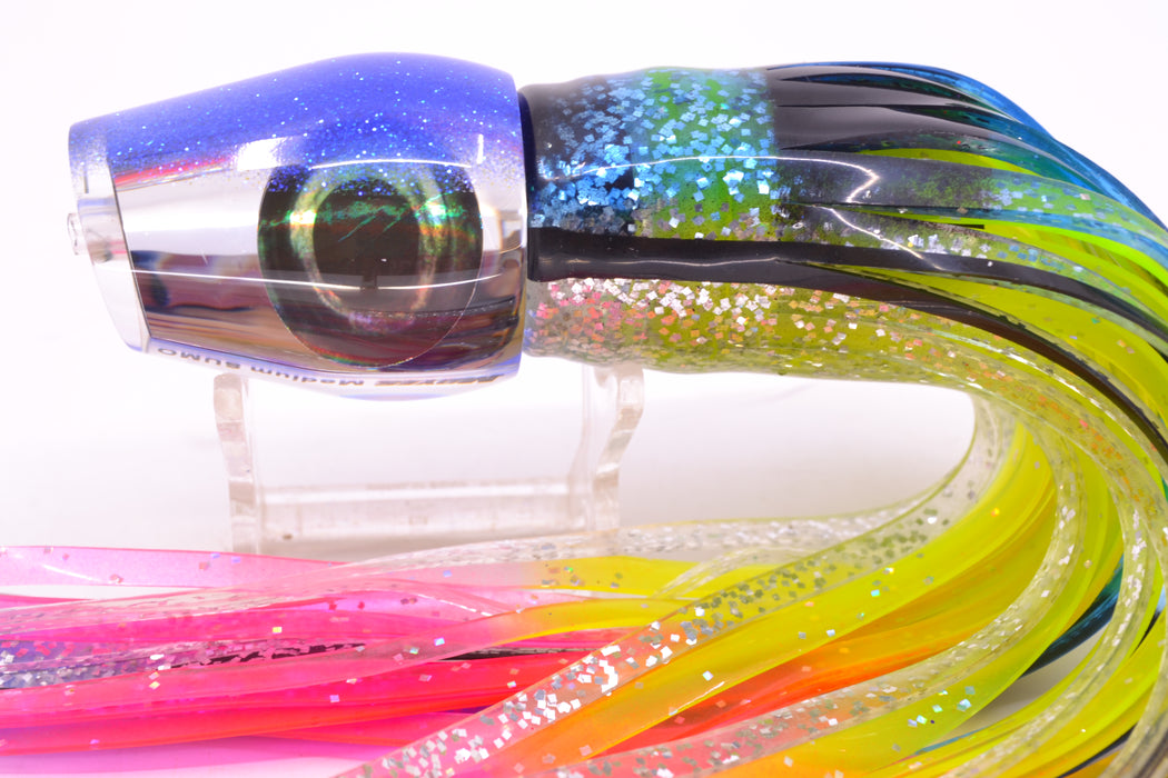 Moyes Lures Clear Mirrored Blue Back Medium Sumo 12" 6.8oz Skirted Blue & Black/Rainbow