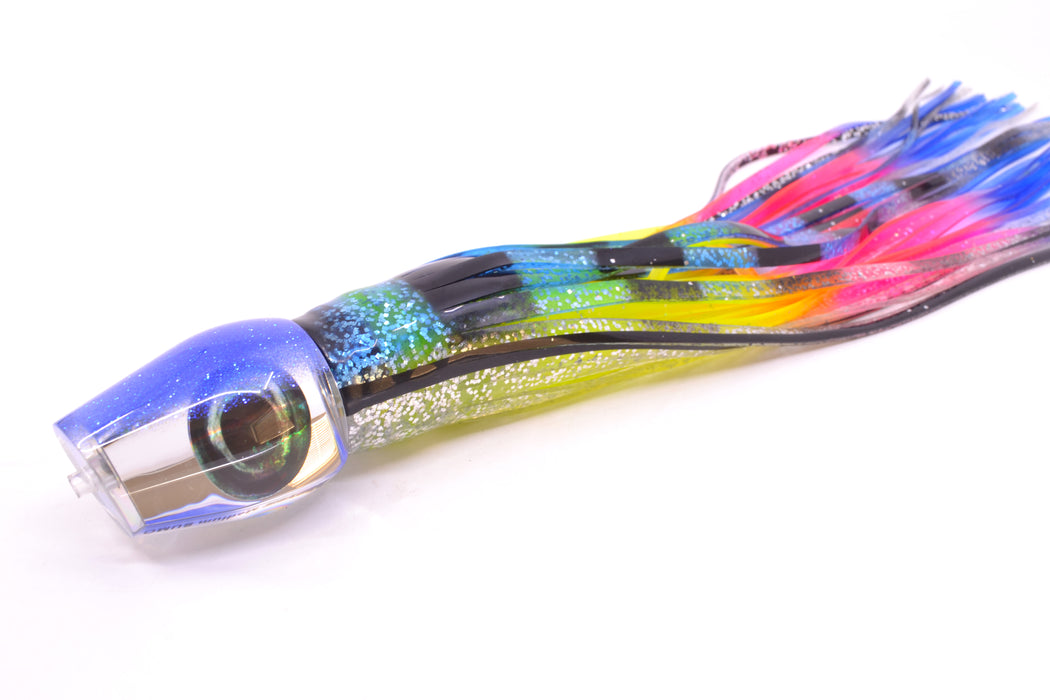 Moyes Lures Clear Mirrored Blue Back Medium Sumo 12" 6.8oz Skirted Blue & Black/Rainbow