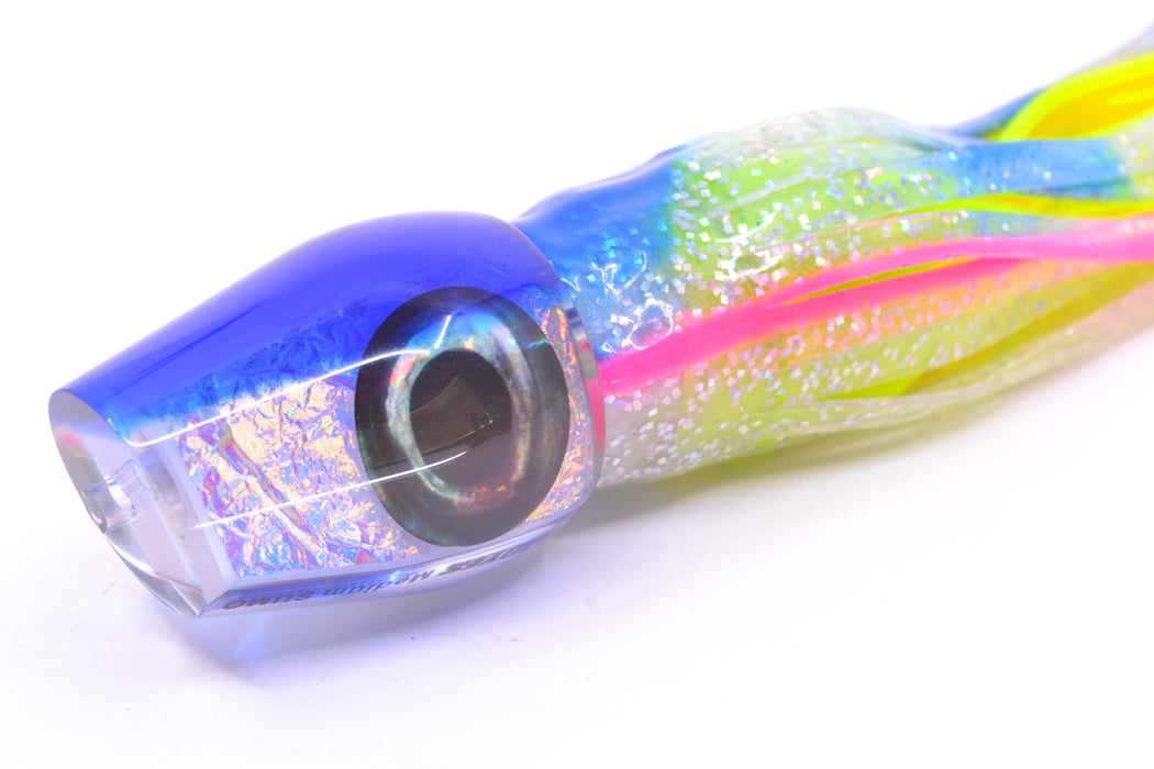 Moyes Lures Ice Rainbow Dichro Blue Back Medium Sumo 12" 6.8oz Skirted Blue Bars