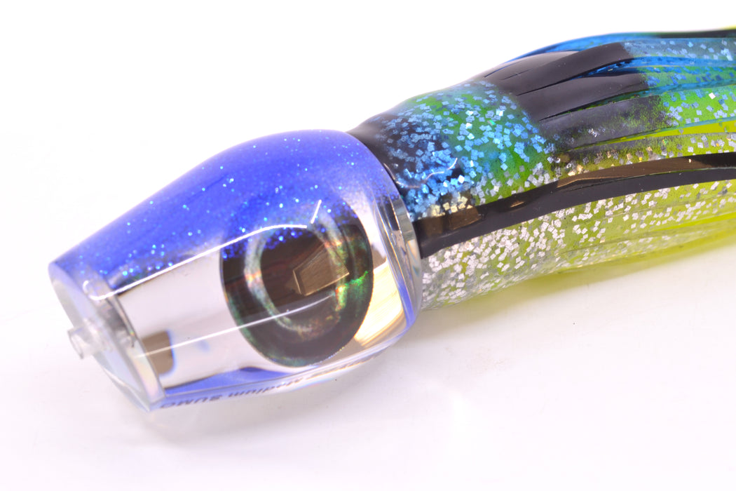 Moyes Lures Clear Mirrored Blue Back Medium Sumo 12" 6.8oz Skirted Blue & Black/Rainbow