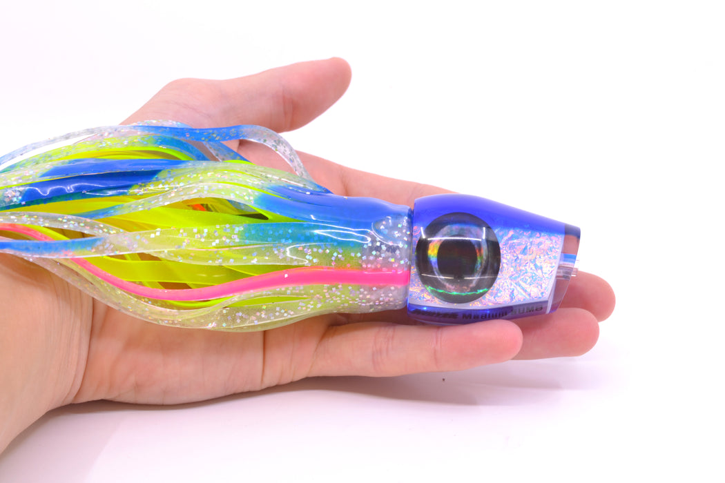 Moyes Lures Ice Rainbow Dichro Blue Back Medium Sumo 12" 6.8oz Skirted Blue Bars