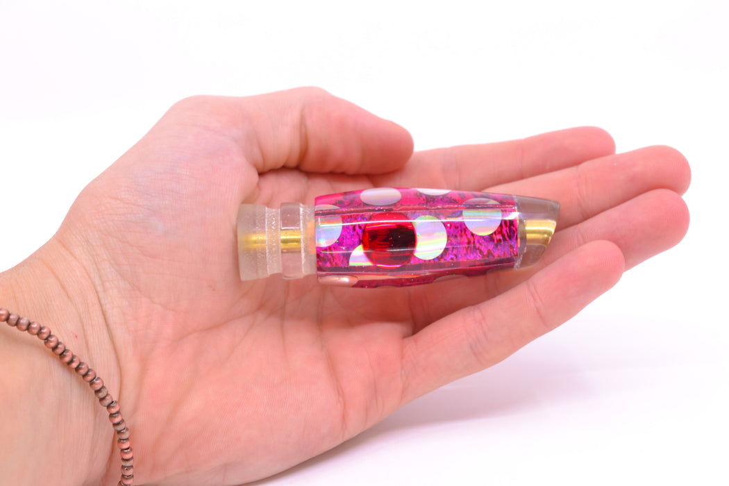 Ganku Lures Pink Abalone Silver Rainbow Dots Red Eyes Longneck Cut Face 7" 3.5oz