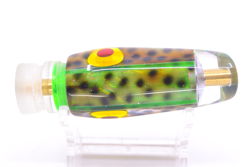 Ganku Lures Green "Tiger Cowrie" Red-Gold Eyes Longneck Cut Face 7" 3.5oz