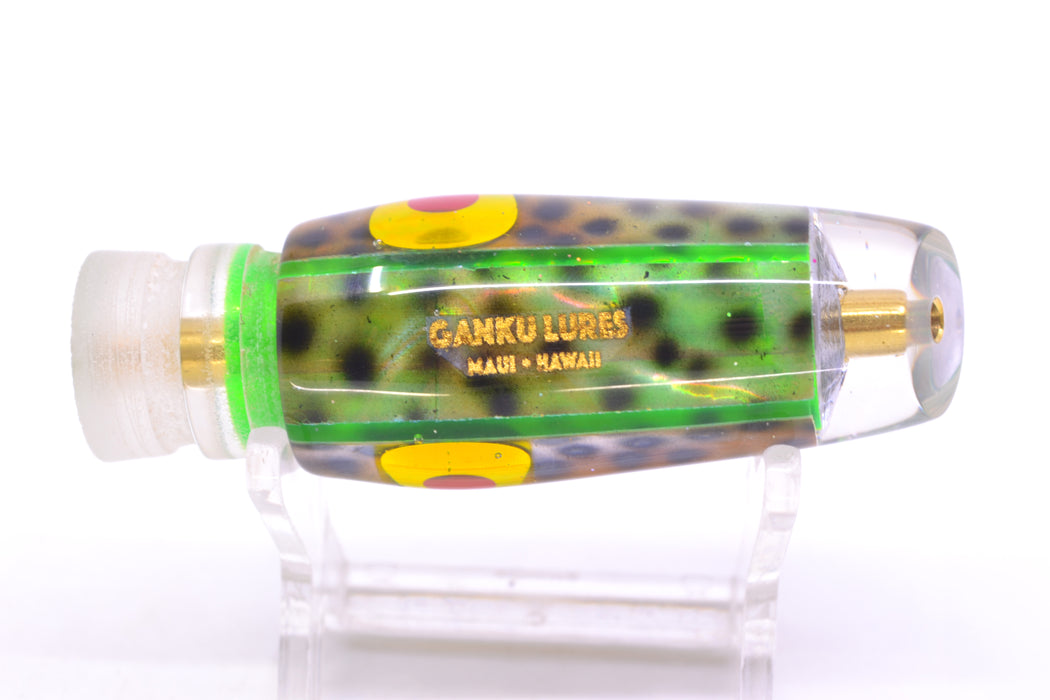 Ganku Lures Green "Tiger Cowrie" Red-Gold Eyes Longneck Cut Face 7" 3.5oz