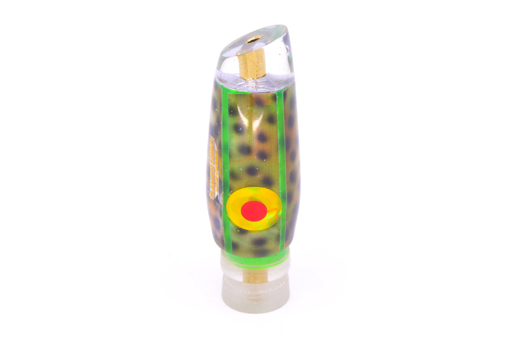 Ganku Lures Green "Tiger Cowrie" Red-Gold Eyes Longneck Cut Face 7" 3.5oz