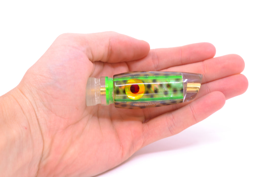 Ganku Lures Green "Tiger Cowrie" Red-Gold Eyes Longneck Cut Face 7" 3.5oz