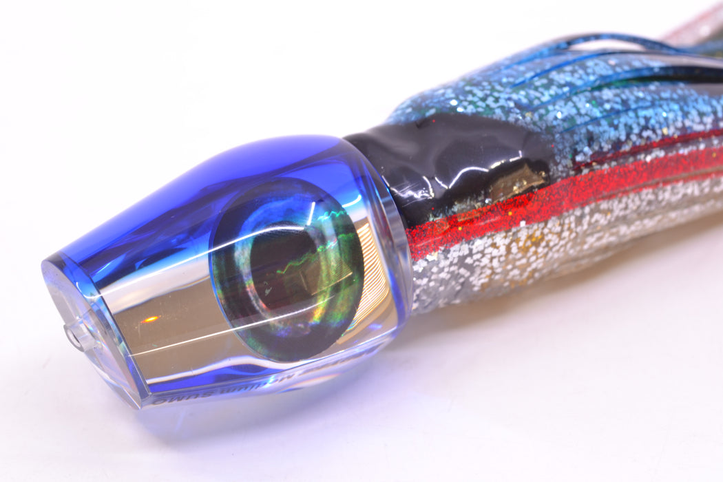 Moyes Lures Clear Mirrored Blue Back Medium Sumo 12" 6.8oz Skirted Evil