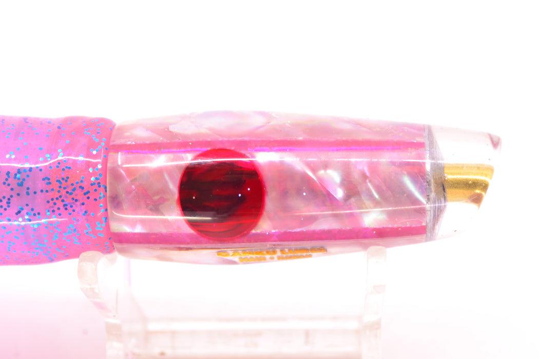 Ganku Lures Pink MOP Red Eyes Longneck Cut Face 7" 4.4oz Skirted Mavis