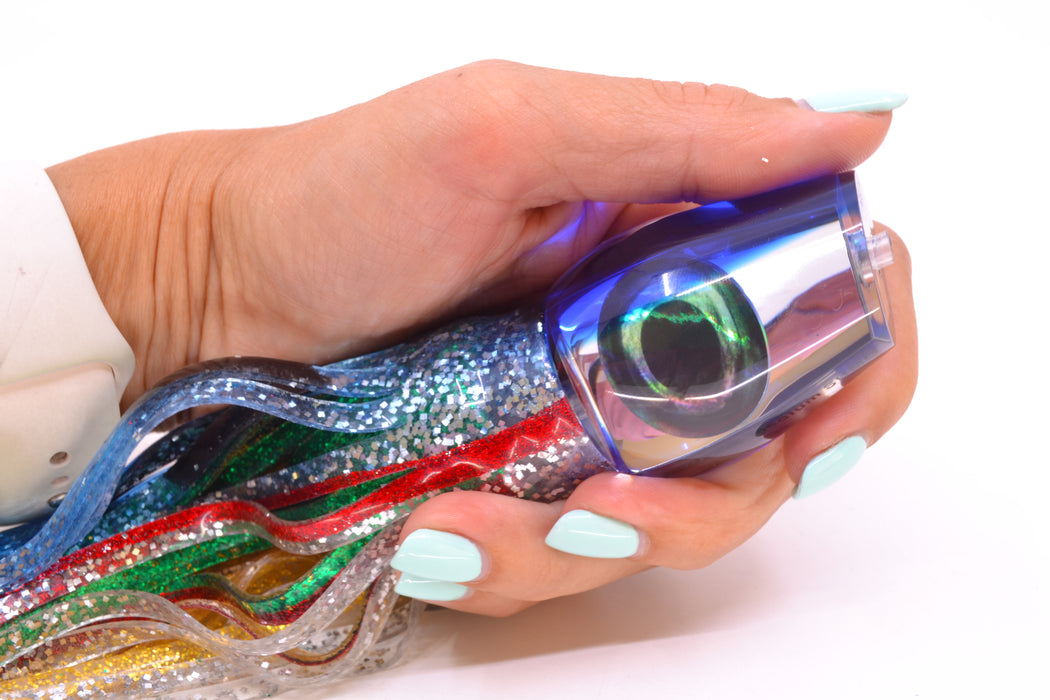 Moyes Lures Clear Mirrored Blue Back Medium Sumo 12" 6.8oz Skirted Evil