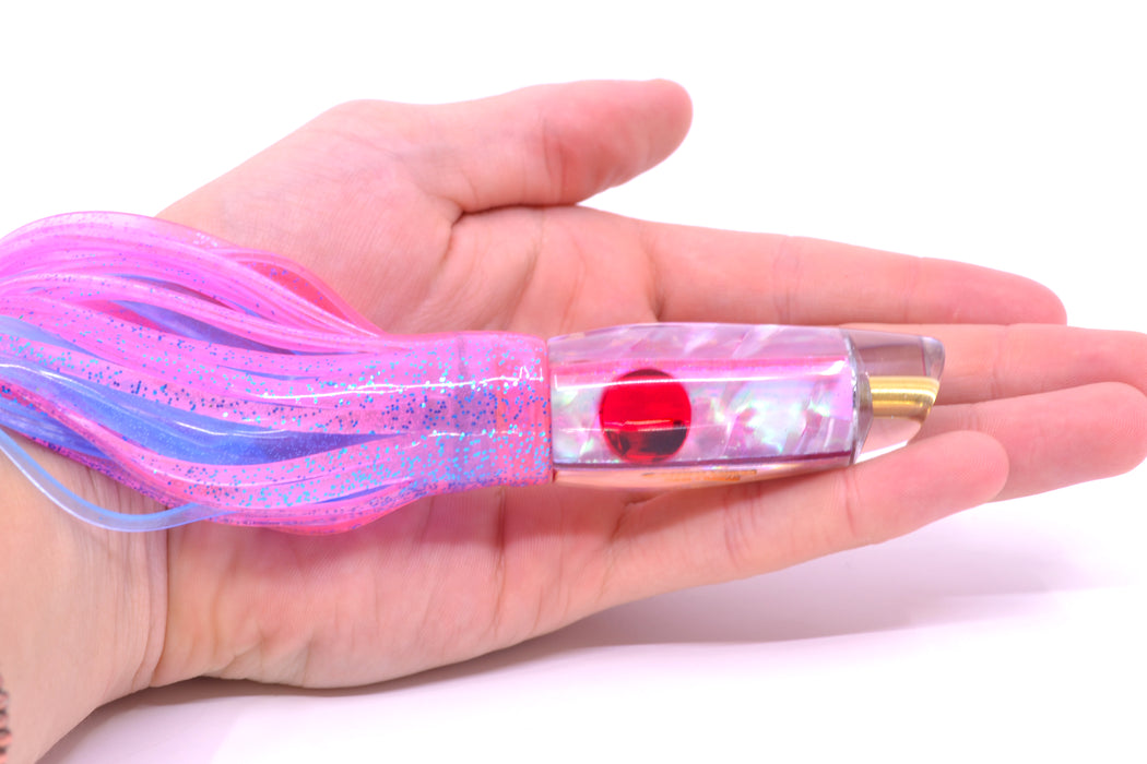 Ganku Lures Pink MOP Red Eyes Longneck Cut Face 7" 4.4oz Skirted Mavis
